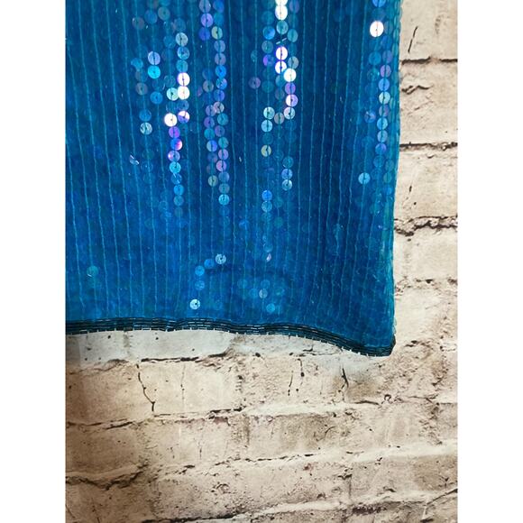 Vintage Saks Fifth Avenue Top Women Large Natural Silk All Over Sequin & Beading - Picture 5 of 12